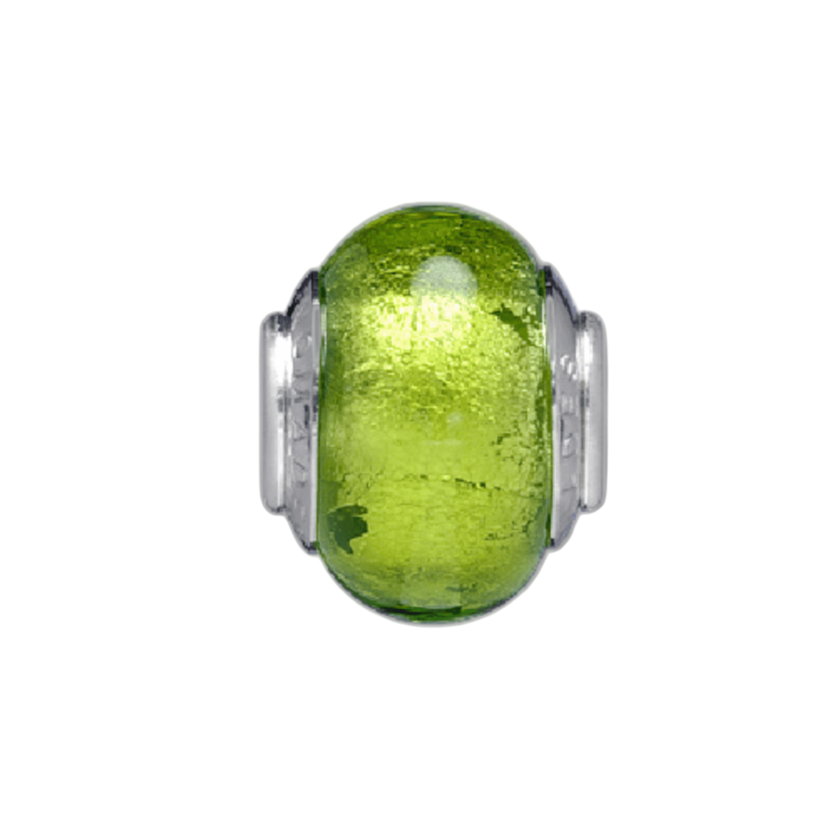 Silvered Green Glass Bead Charm