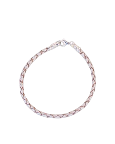 Braided Leather, Pearl Charm Bracelet