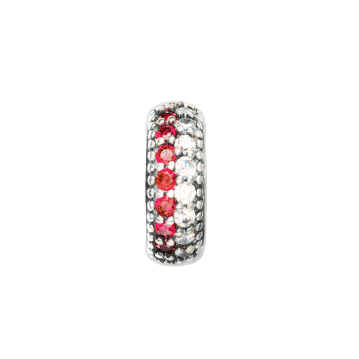 Red/White Striped Pave Bead Charm
