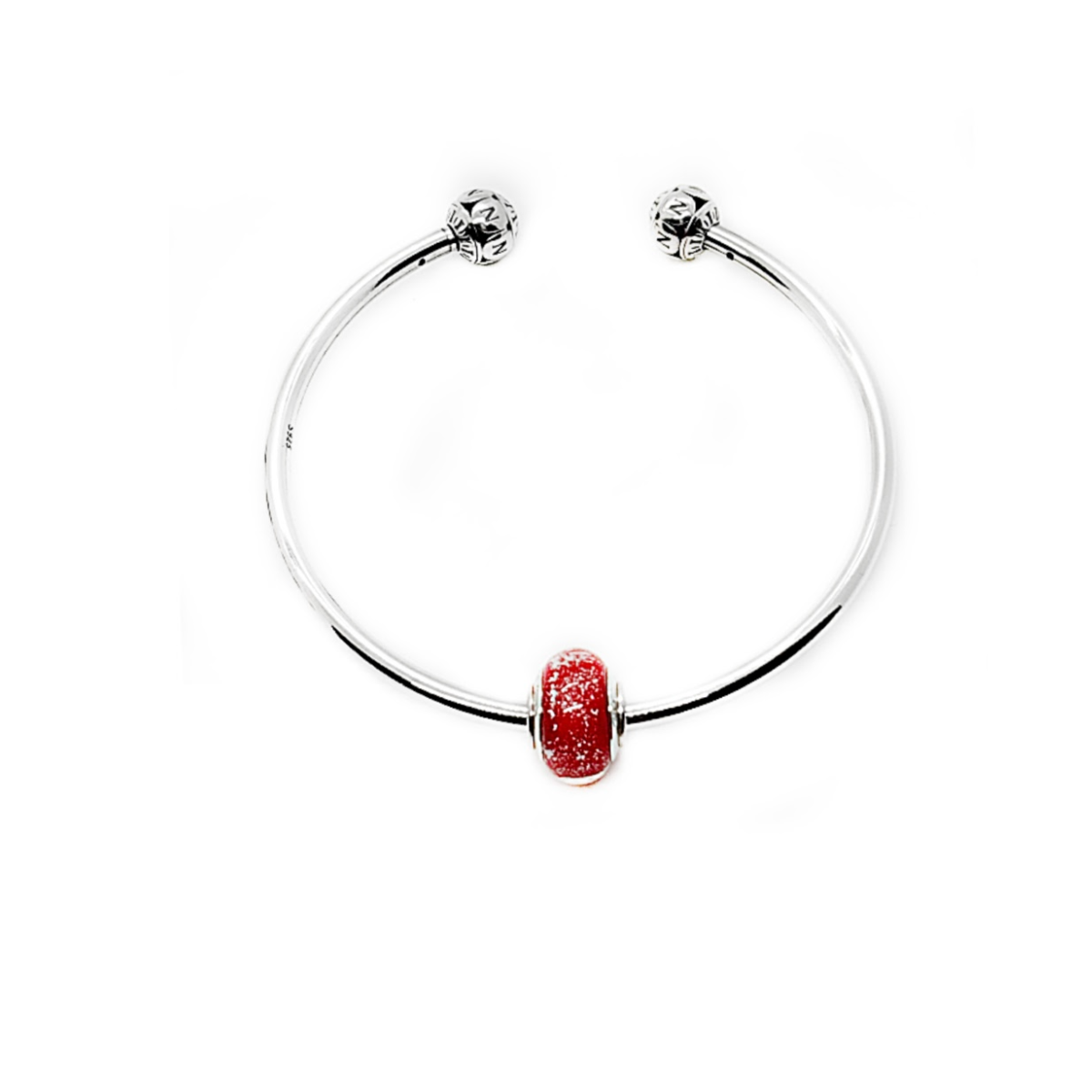Silvered Red Glass Bead Charm