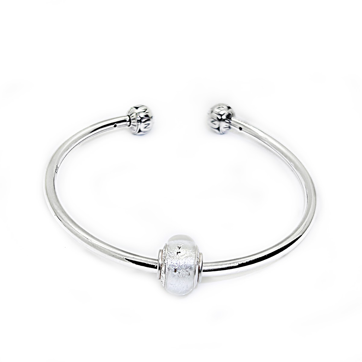 Silvered Snow Glass Bead Charm