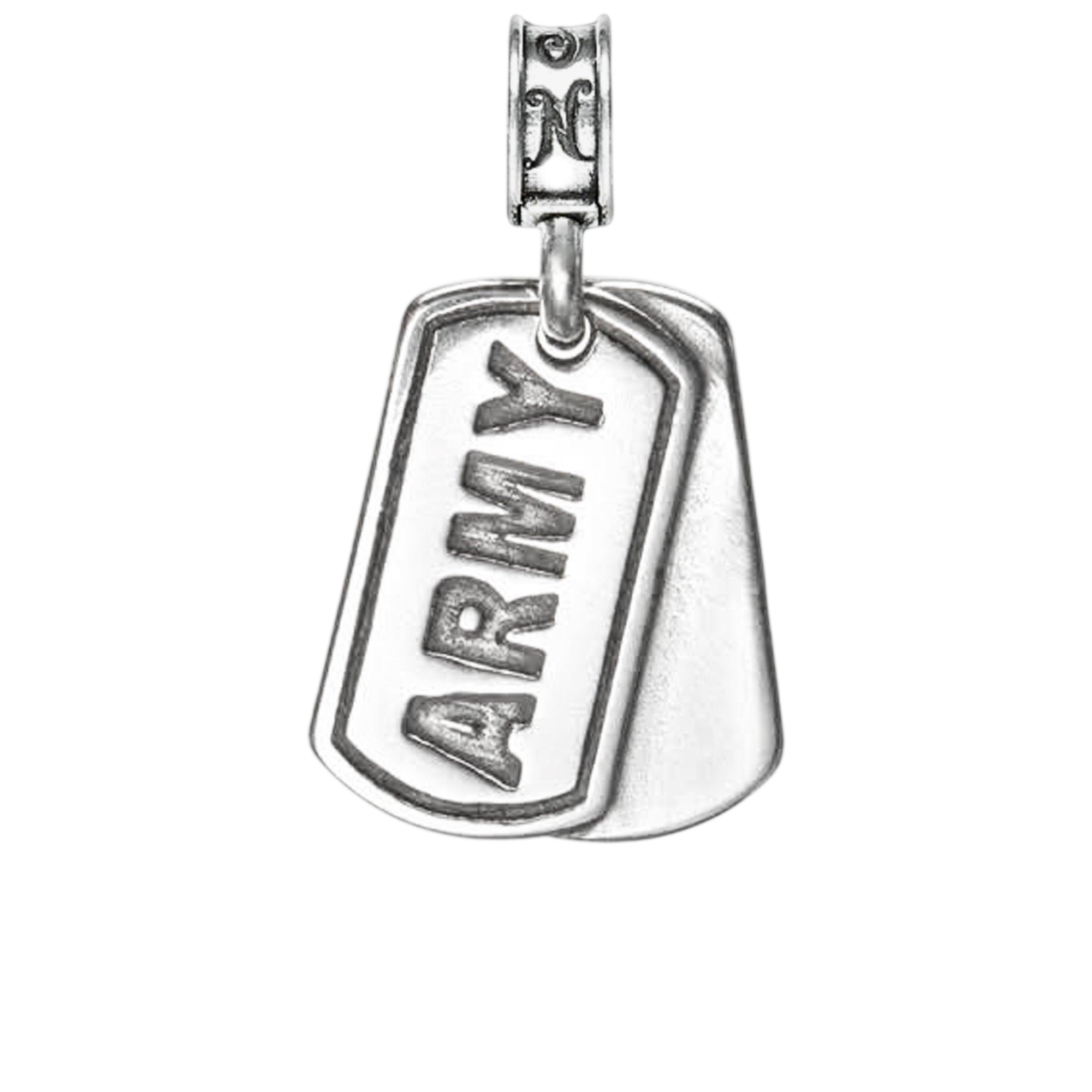 Military Jewelry, Military Charms, United States Army, Military Gifts, Army Dog Tag, Army Dog Tag charm in sterling silver, Licensed U.S. Army silver dog tag jewelry