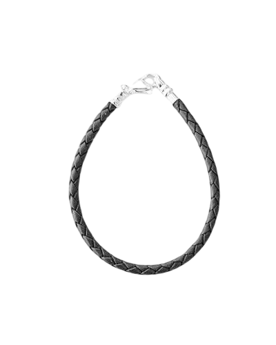 Braided Leather, Black Charm Bracelet