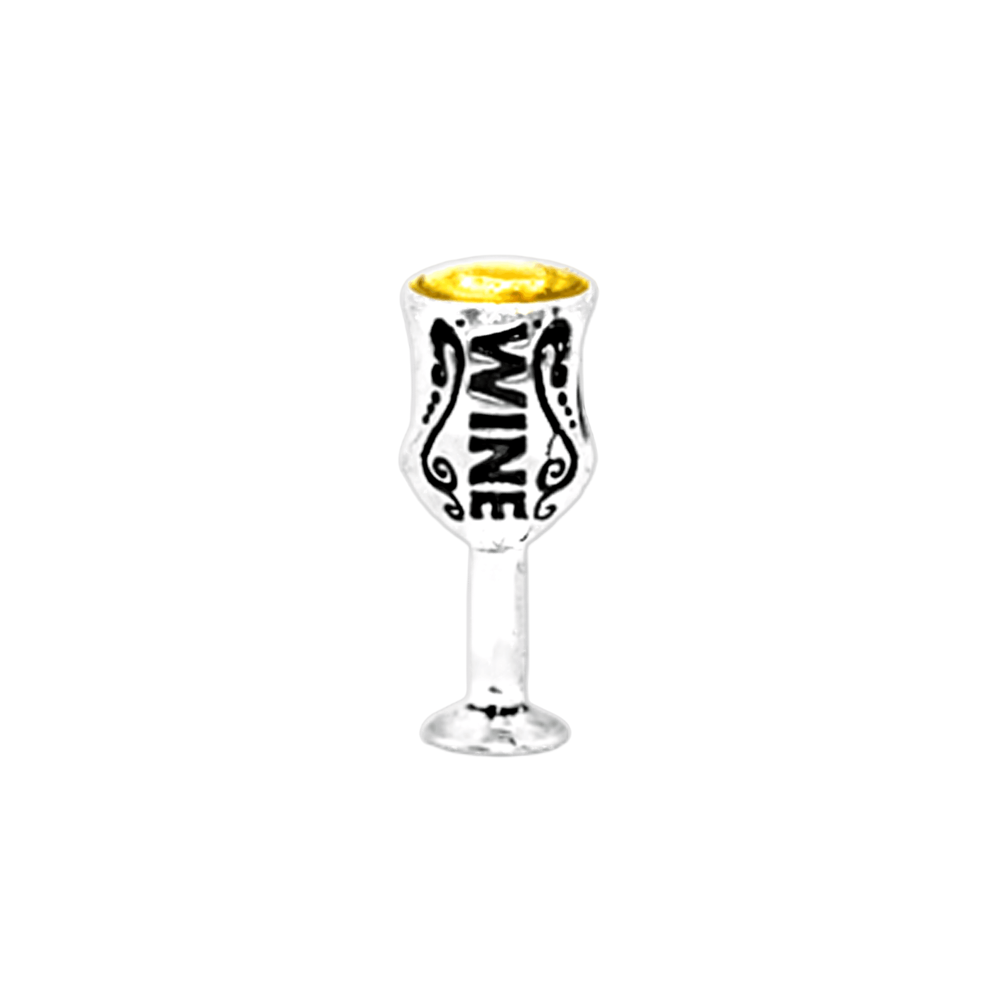 Sterling silver wine glass bead, spacer, military jewelry, military charms, military gifts