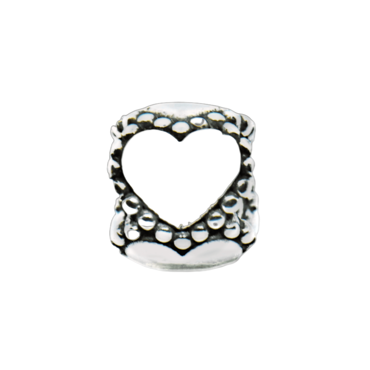 Beaded Heart Sterling Silver Charm