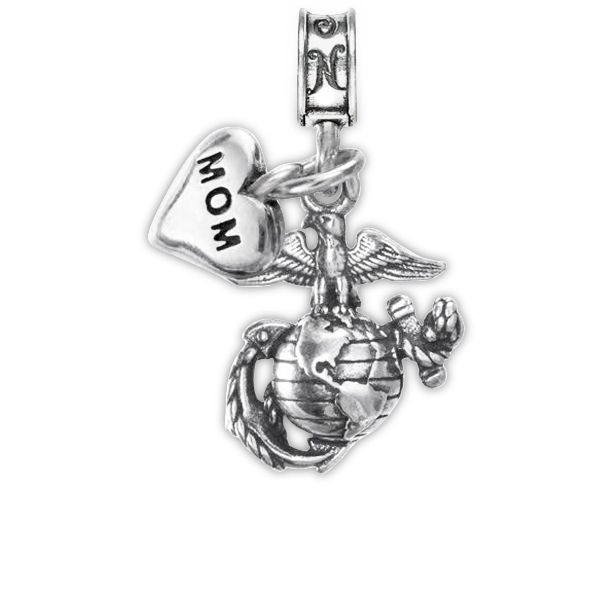 Military Jewelry, Military Charms, Marine Corps, USMC, Military Gifts, EGA Eagle Globe Anchor Marine Corps Emblem Marine Mom