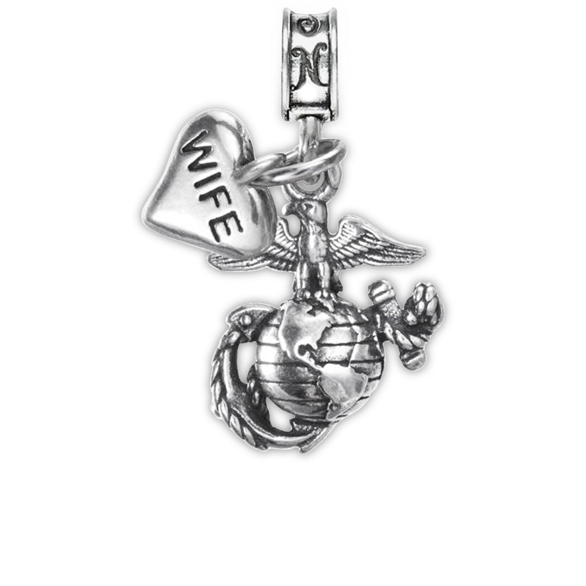 Military Jewelry, Military Charms, Marine Corps, USMC, Military Gifts, EGA Eagle Globe Anchor Marine Corps Emblem Marine Wife