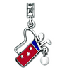 A silver golf club charm with a red and blue striped design featuring a white star and the text 'FORT GORDON'.