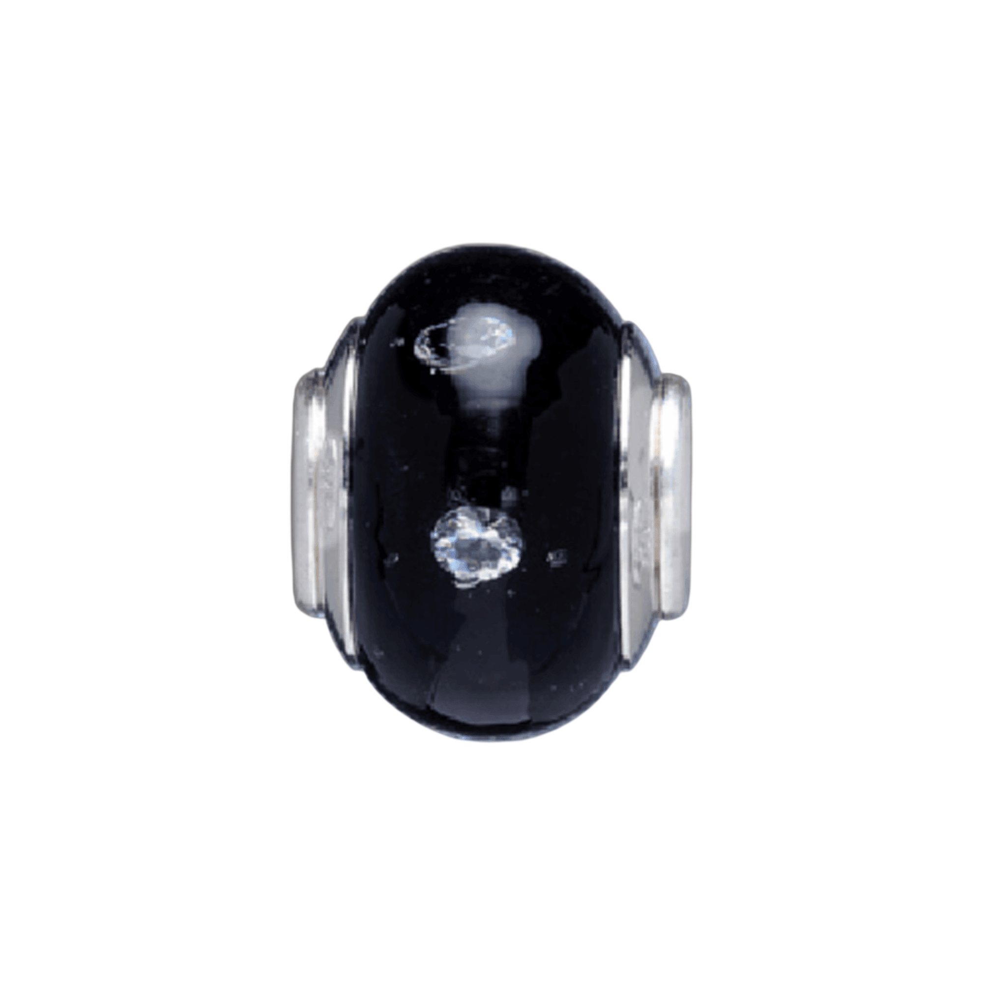 Sterling Silver Colored Glass Bead Spacer Charm, military jewelry,
