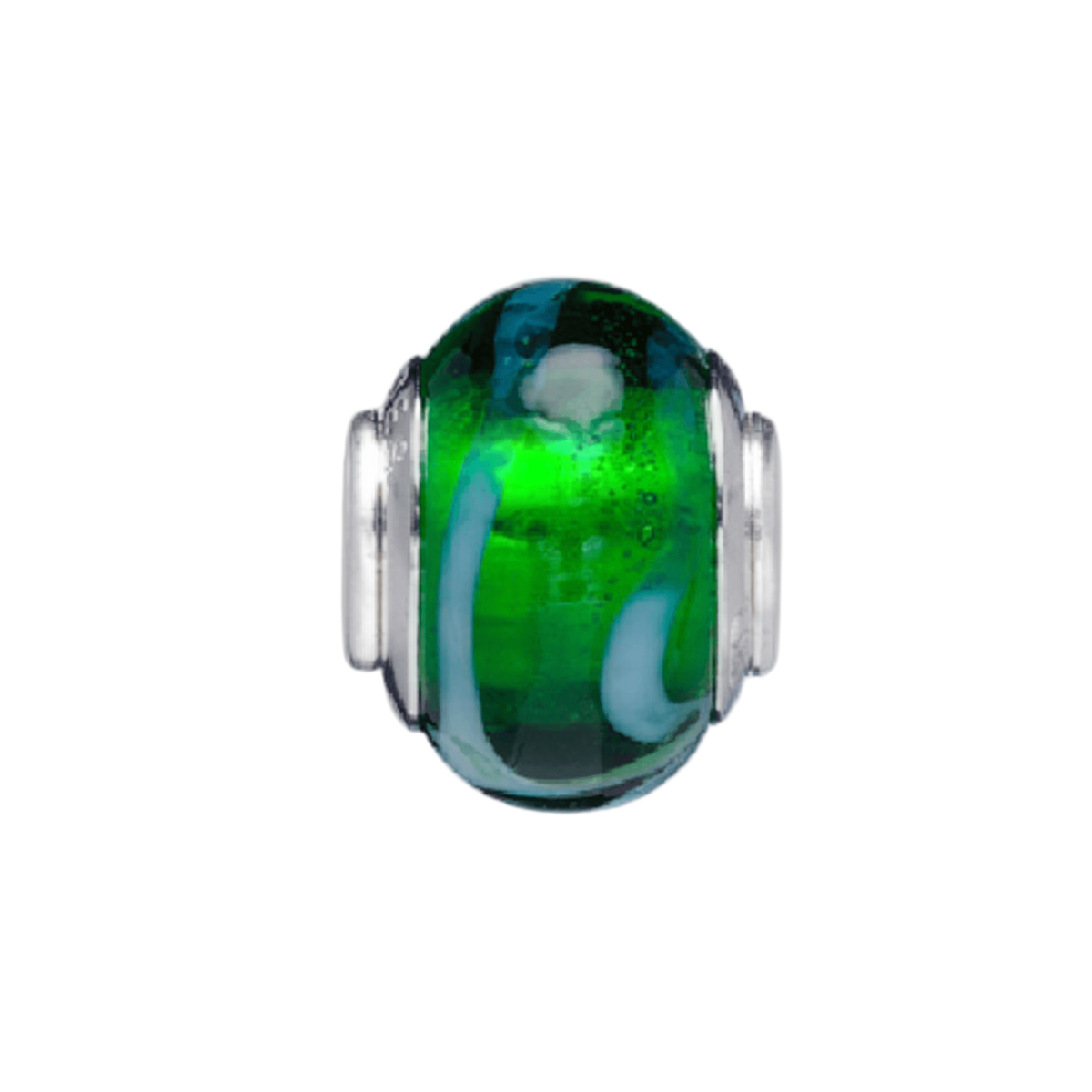 Green Tinsel Glass Bead Charm