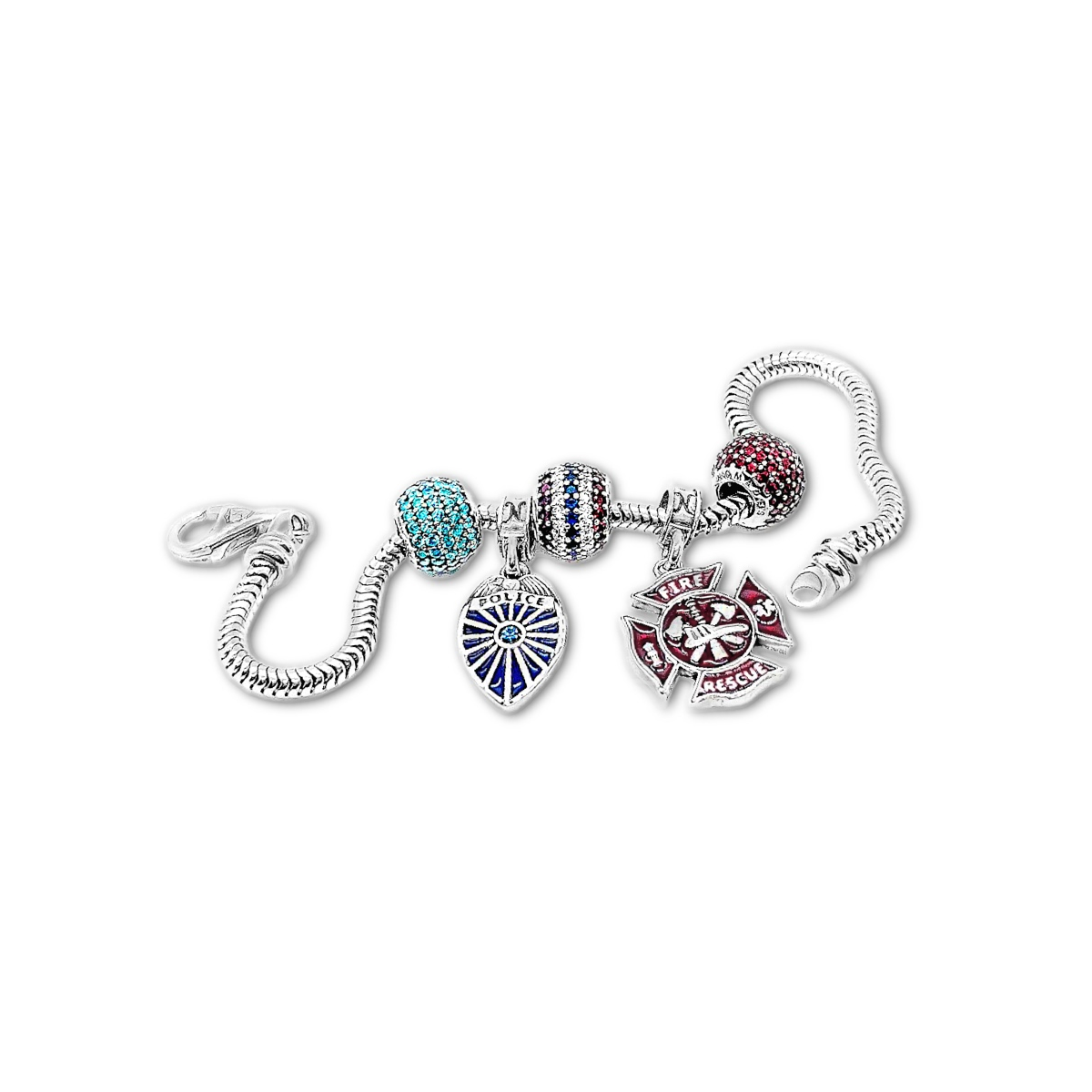 Light Blue Petite Pave Bead Charm