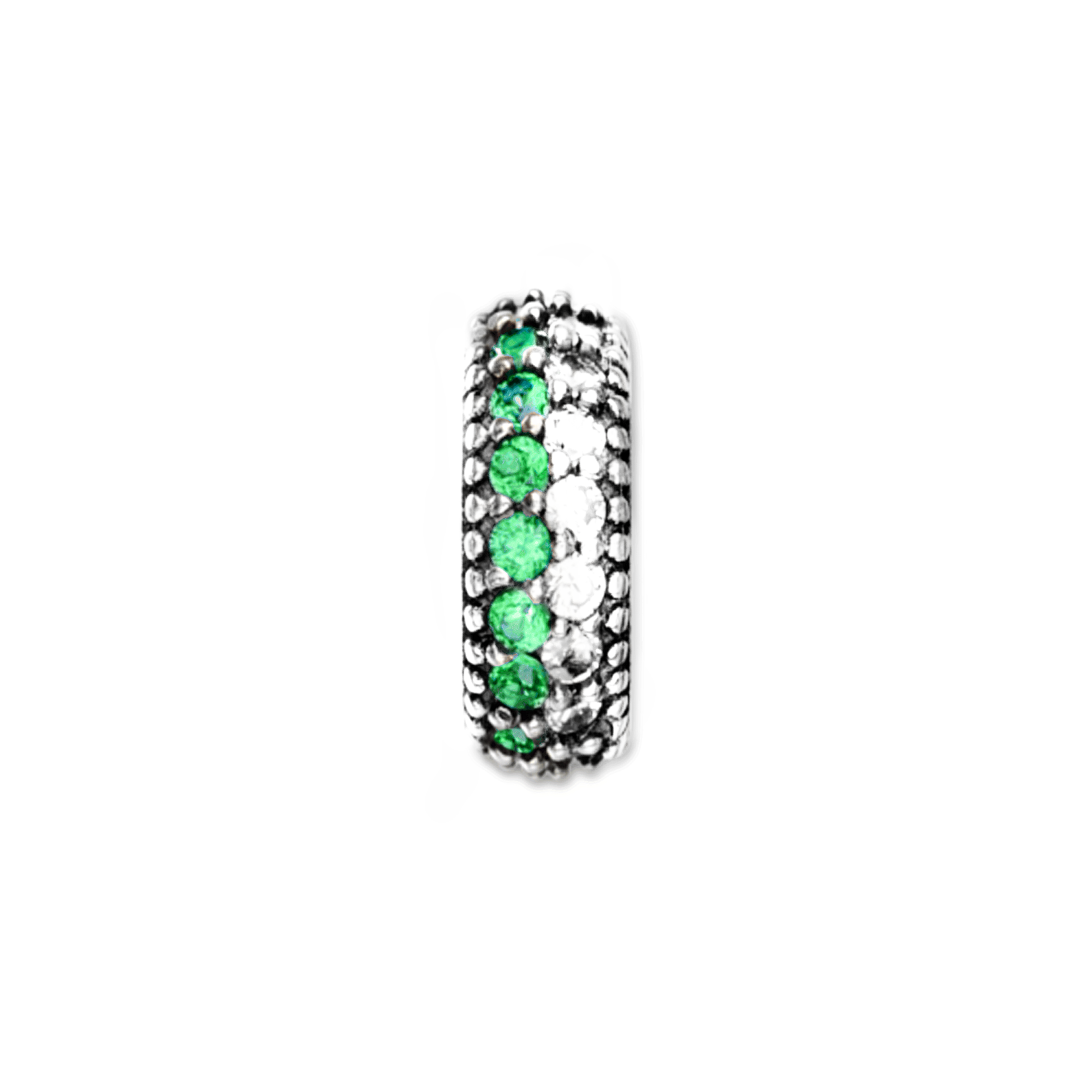 Green/White Striped Pave Bead Charm