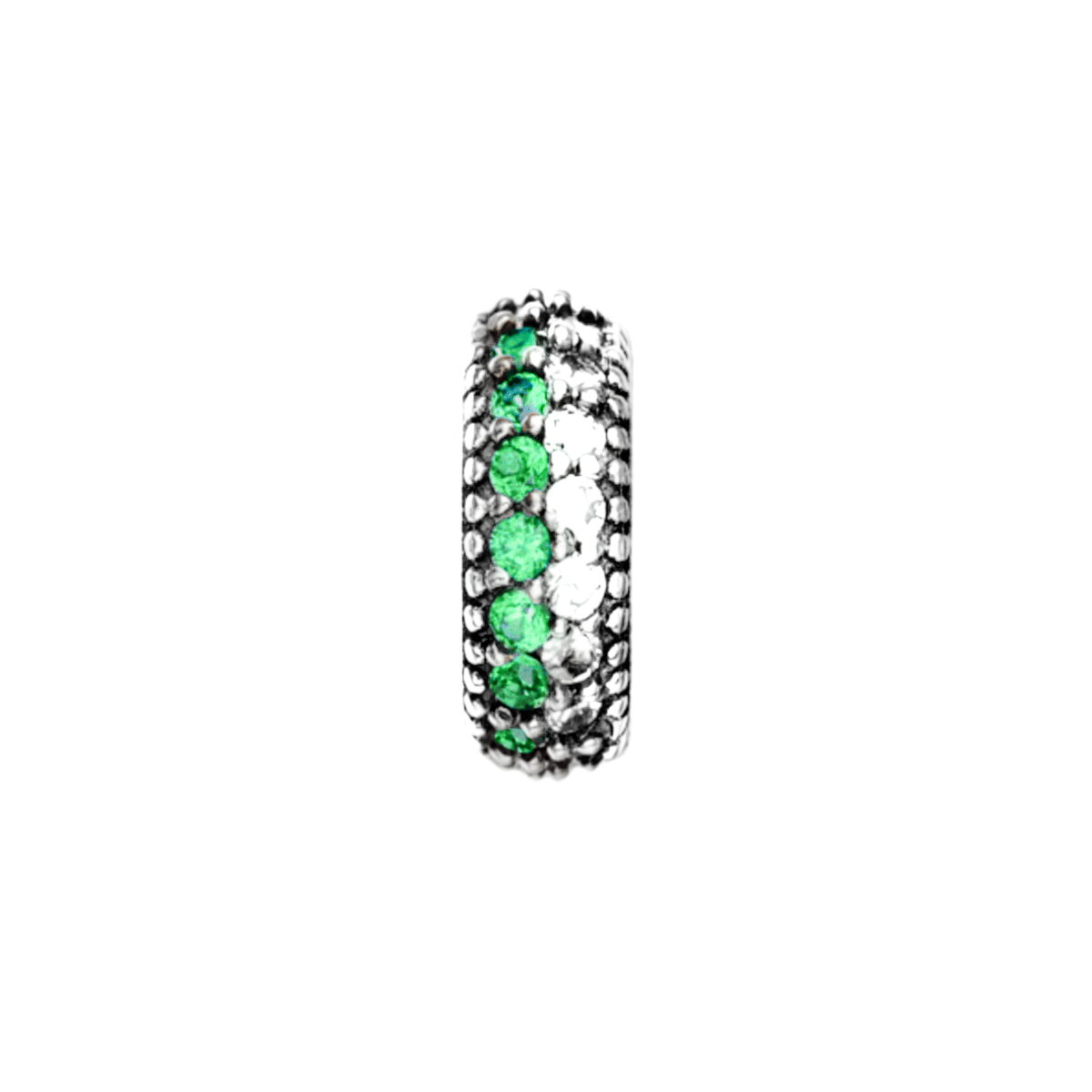 Green/White Striped Pave Bead Charm