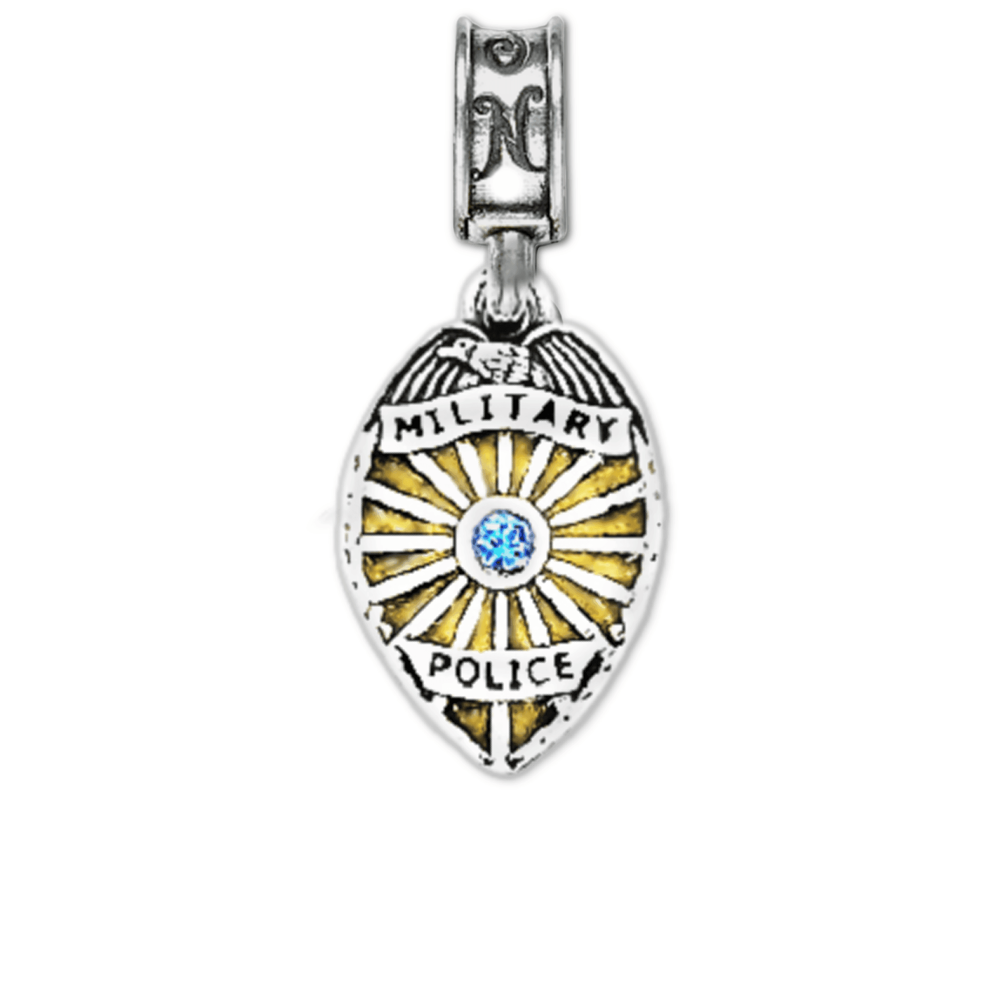 Military Police Badge, MP Badge Charm, Blue/Gold
