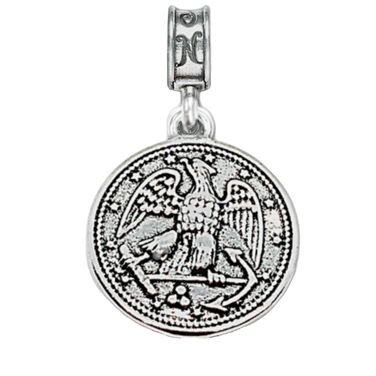 Navy Button Sterling Silver Charm