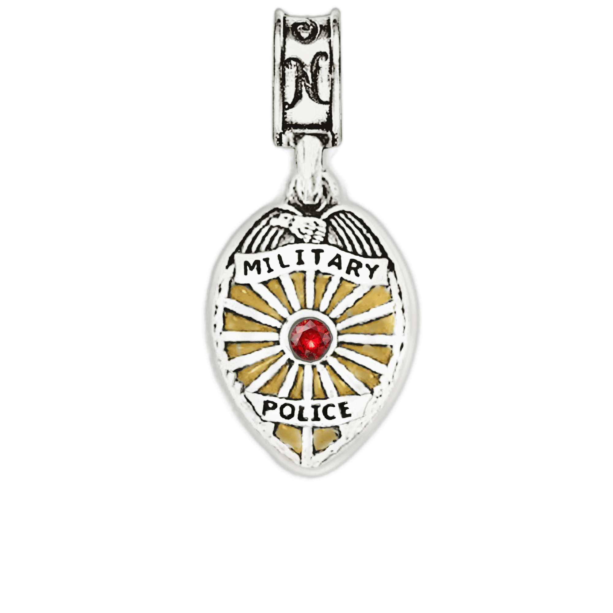 Military Police Badge, MP Badge Charm, Red/Gold