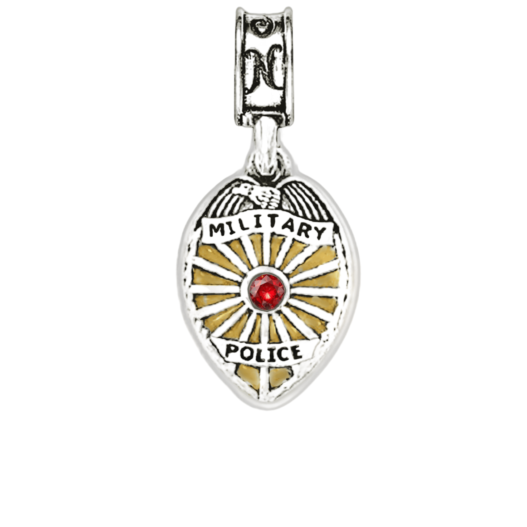 Military Police Badge, MP Badge Charm, Red/Gold