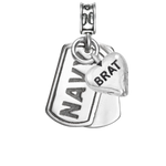 United States Navy, USN, Navy Dog Tag, Navy Brat, Navy dog tag charm, sterling silver Navy jewelry, military charm bracelet, .925 silver dog tag, Nomadés Navy collection