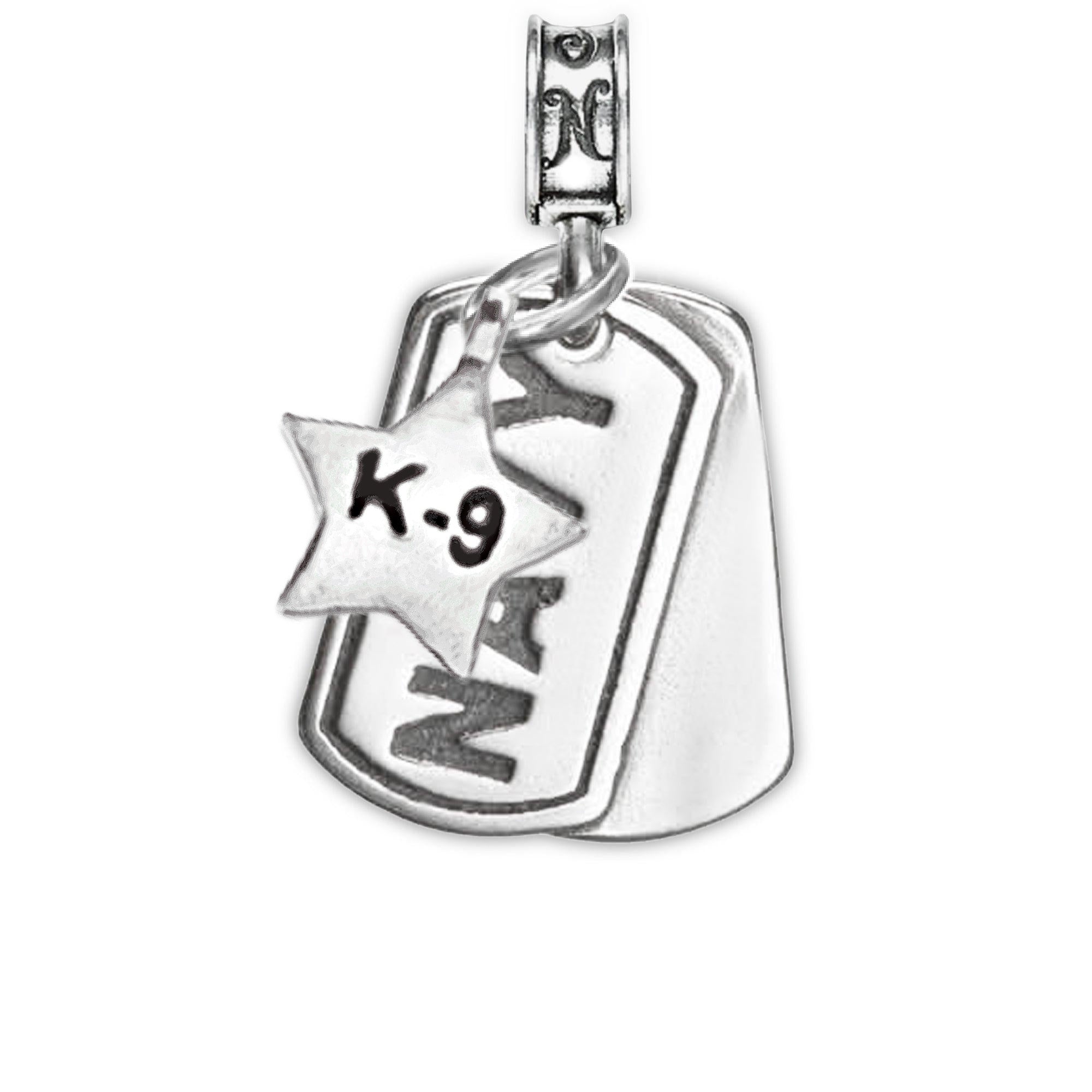 Navy dog tag charm, sterling silver Navy jewelry, military charm bracelet, .925 silver dog tag, Nomadés Navy collection