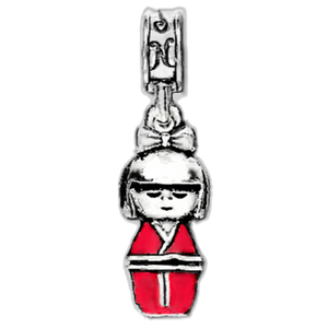 Sterling silver kokeshi doll charm