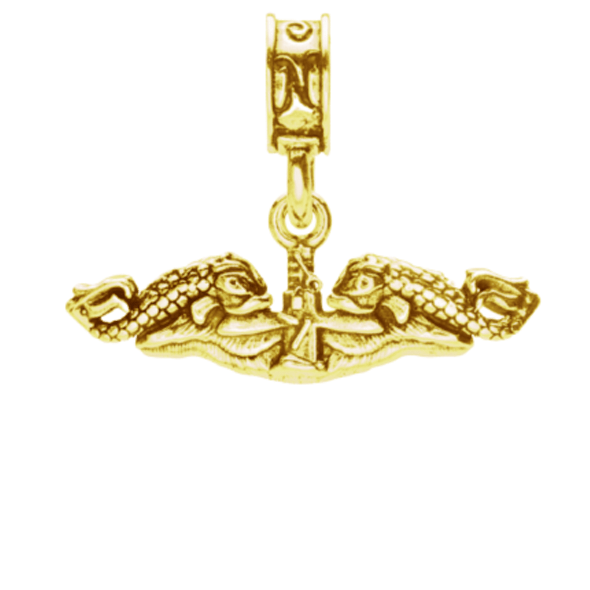 Military Jewelry, Military Charms, Navy, USN, Military Gifts, Sub Service Charm Gold, Navy Dolphin Charm Gold