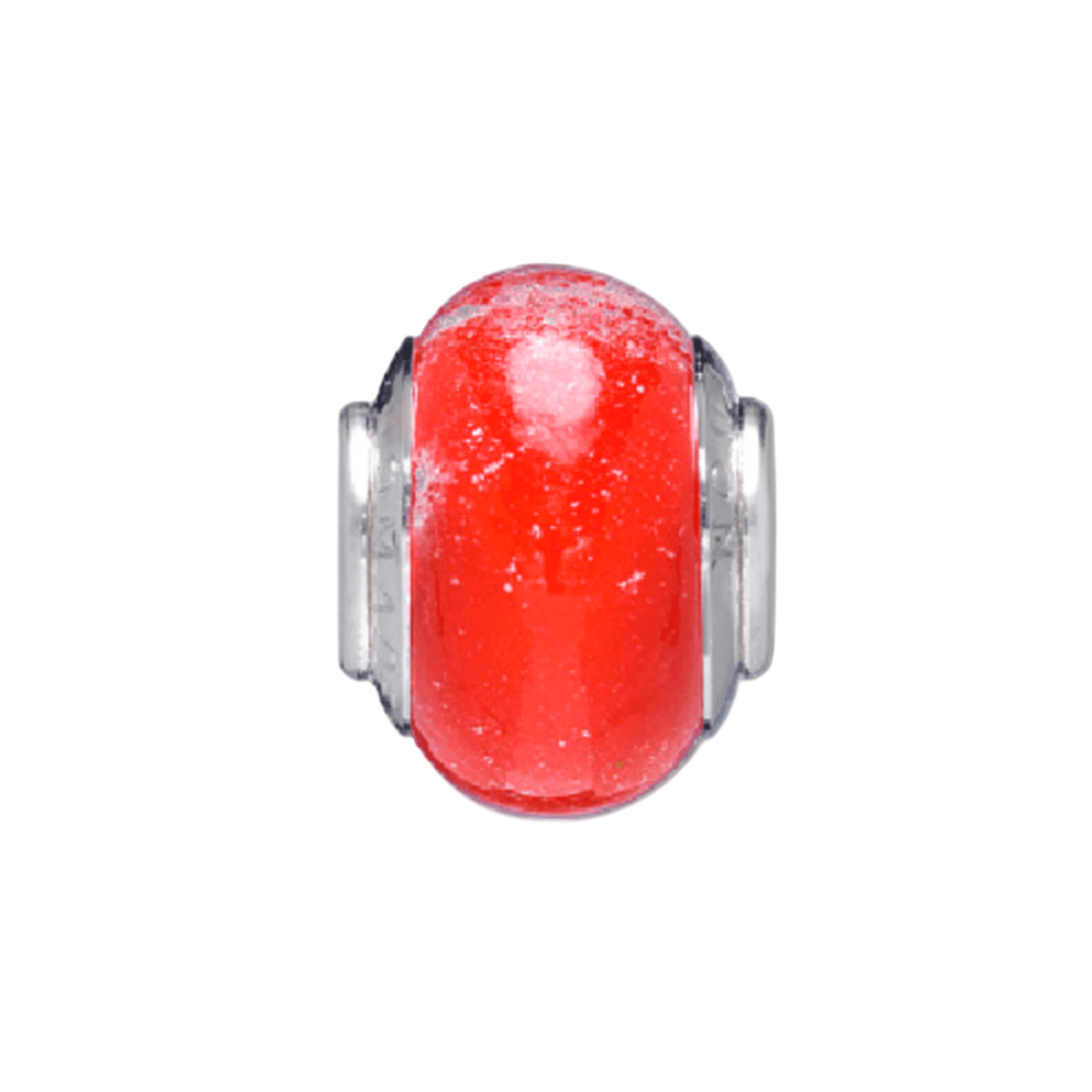 Silvered Red Glass Bead Charm
