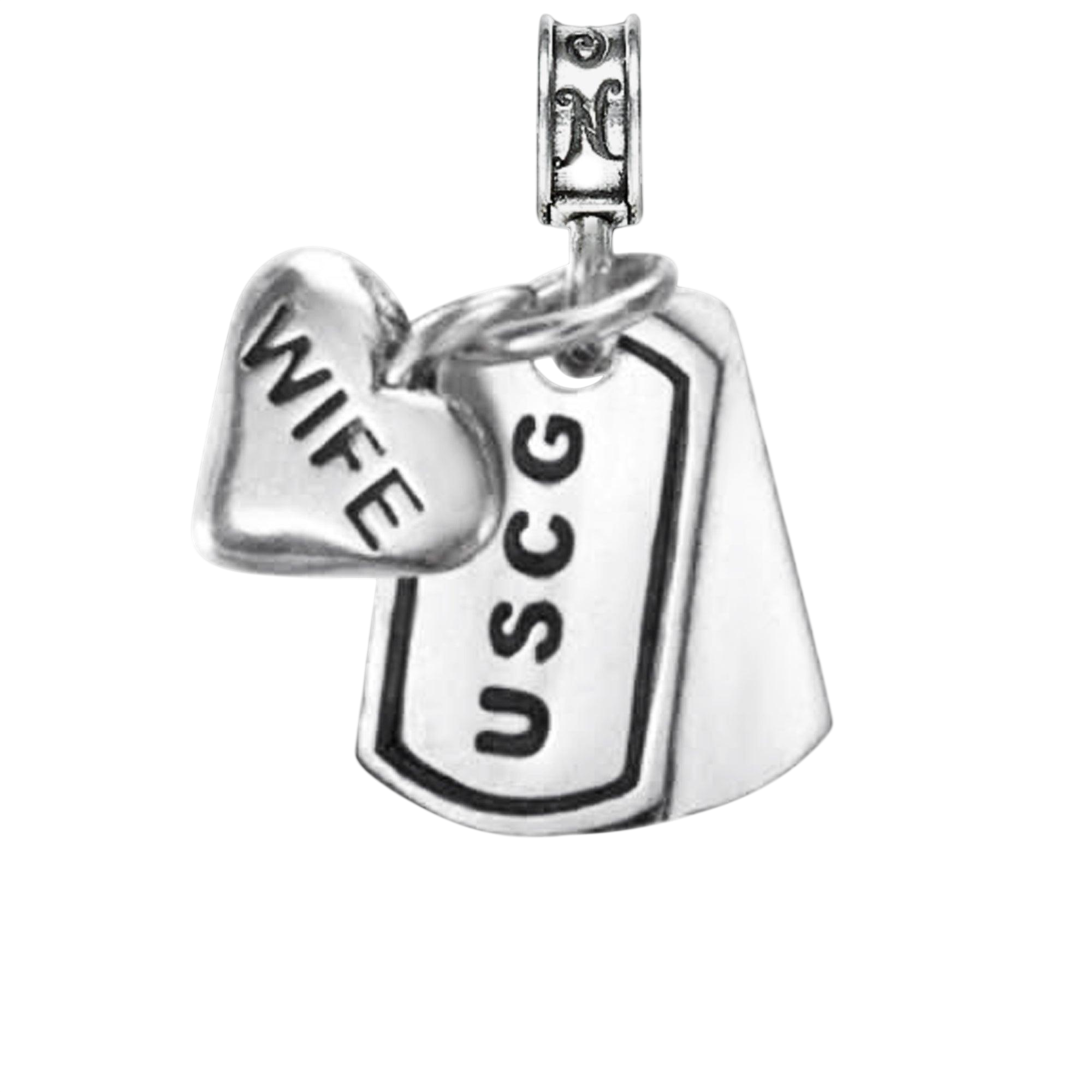 Coast Guard, United States Coast Guard, Charm, Coastie, USCG, Coast Guard Dog Tag, Coast Guard Wife, Coast Guard dog tag charm, military jewelry, sterling silver dog tag, Coast Guard bracelet charm, Nomadés military collection