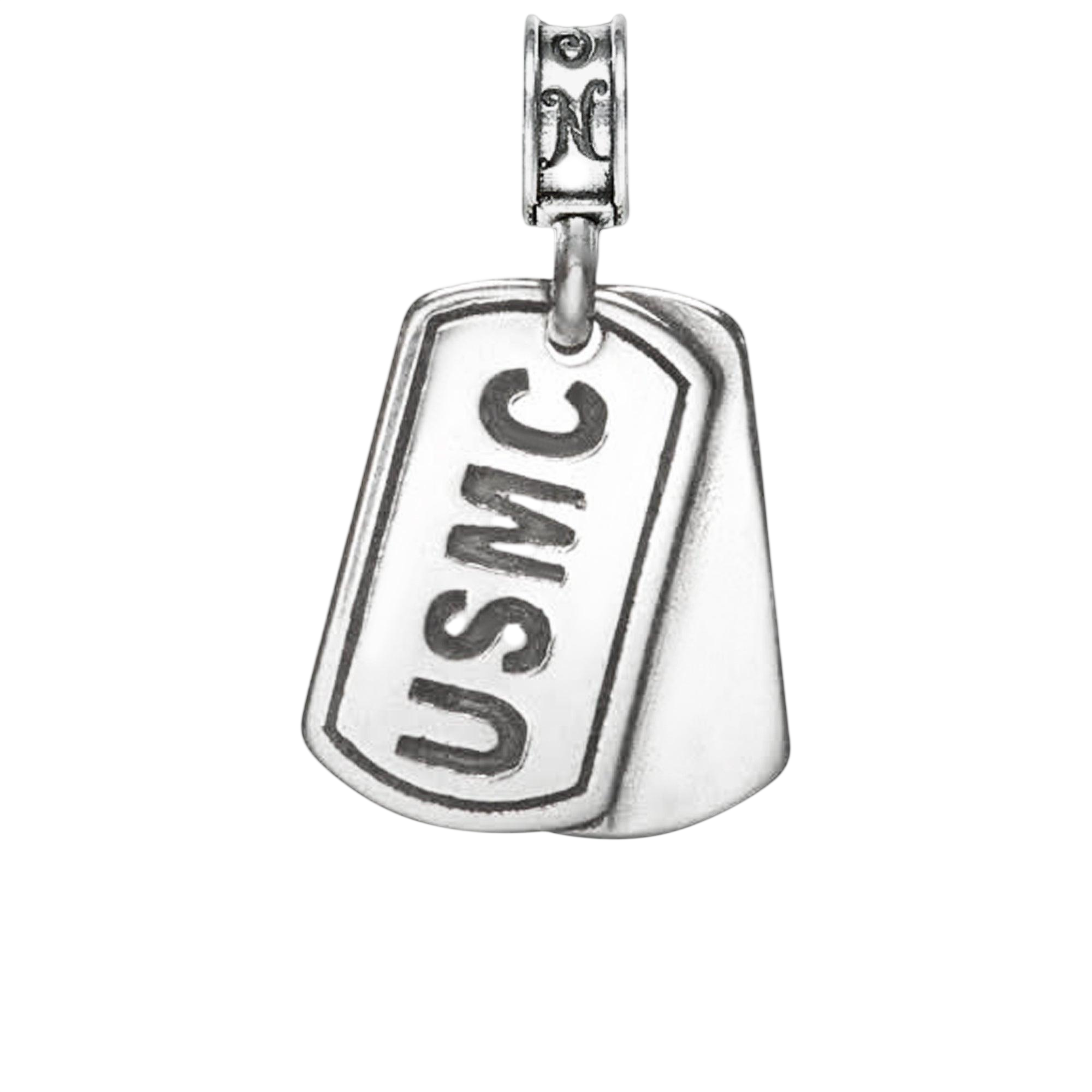 Military Jewelry, Military Charms, Marine Corps, USMC, Military Gifts, Marine Corps Dog Tag USMC Dog Tag, Marine Corps Dog Tag charm in sterling silver, Officially licensed USMC dog tag jewelry