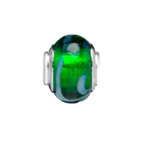 Green Tinsel Glass Bead Charm