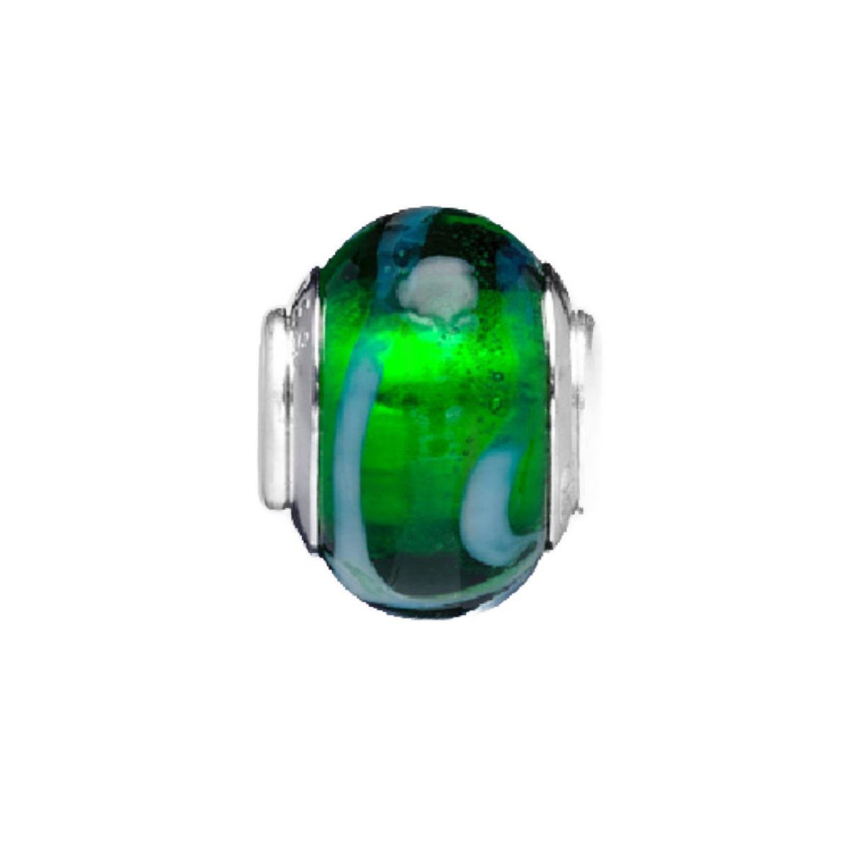 Green Tinsel Glass Bead Charm