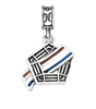 A sterling silver charm featuring United States Pentagon in Washington DCwith a red white and blue flag waving