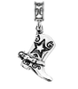 A sterling silver cowboy boot charm with a star and western scroll details, shown on a plain white background.